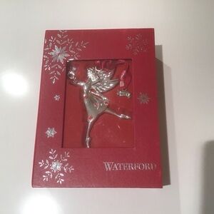 HTF Waterford 2014 Angel Fairy Christmas Ornament Swarovski Crystal Silver Plate